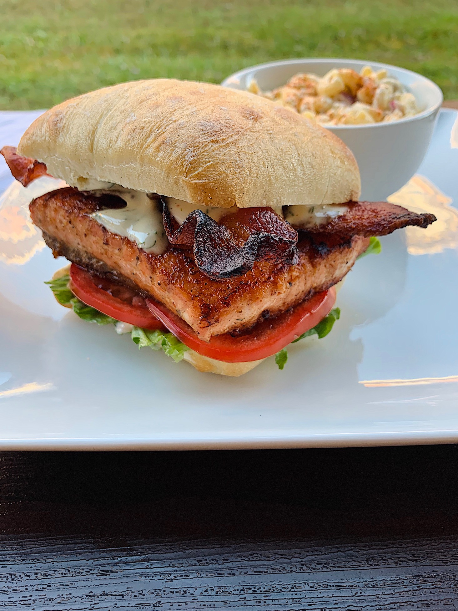 Salmon BLT w/Lemon Dill Mayo Yel's Kitchen